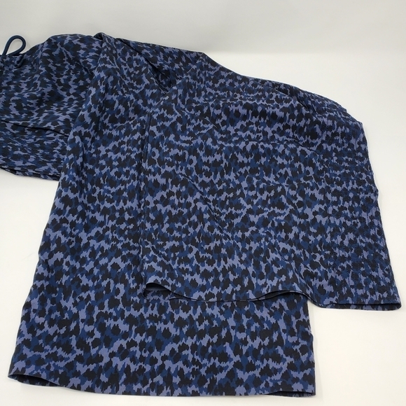 ATHLETA AVENUE PRINTED WIDE LEG CROP PANTS ALLURE NAVY ELASTIC WAIST WOMEN 8 - Picture 8 of 16